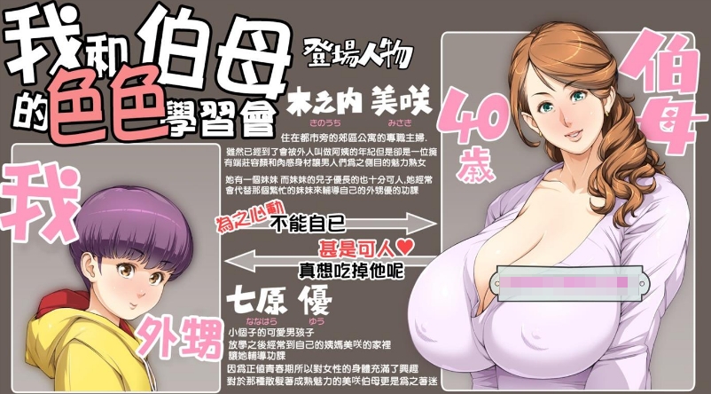[2D漫画] 【2D全彩】我和色气巨乳大屁股伯母的色色学习会 (完/小马拉大车/NTR人妻)【109M】