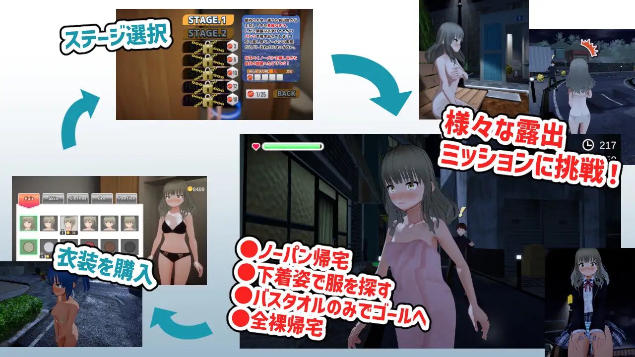 【3D/动态/生肉/露出/耻辱】全裸夜归~草薙凪沙的归家之路~/全裸帰宅～草薙なぎさは帰りたい～【3.90G】