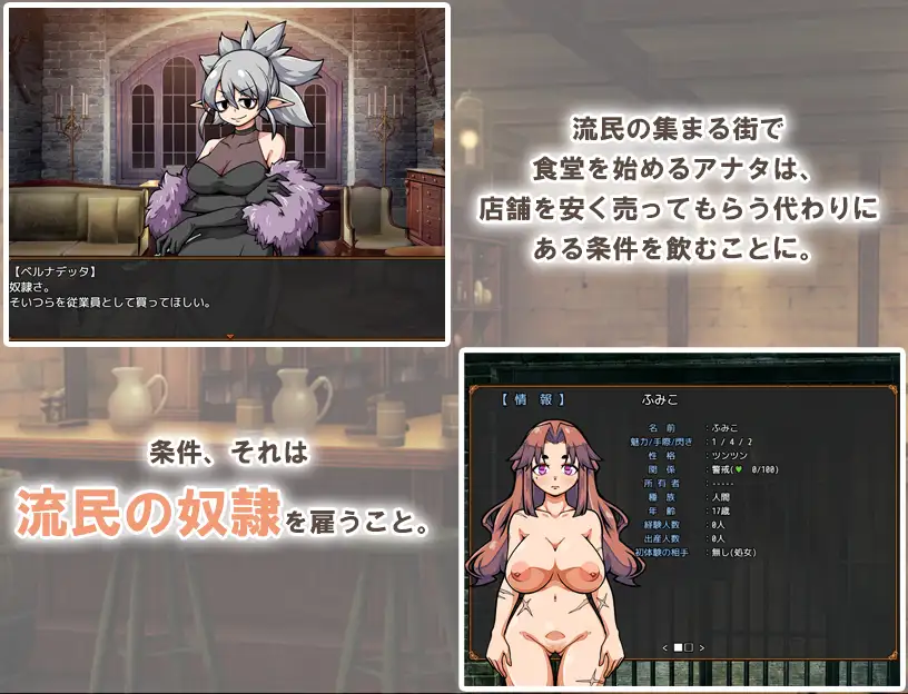 【SLG/奴仆/处女/更新】与流民少女共谱的食堂繁荣记/流民娘と始める食堂繁盛記 V1.04官方中文版[6月更新/400M]